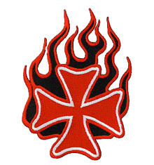 RED IRON CROSS FLAMES